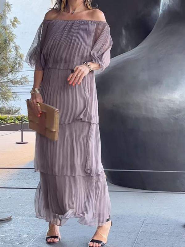 Mildred - Elegante lange chiffon taartjurk