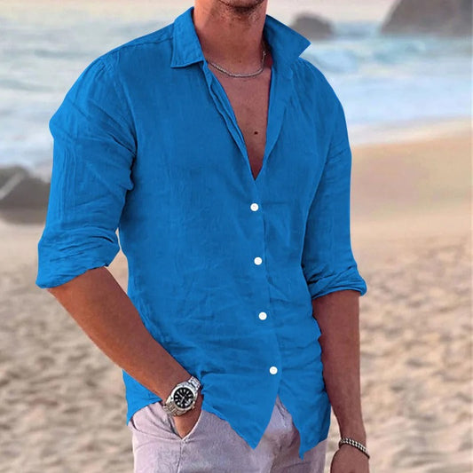 Shirt - Relaxed and Stylish - Airy Linen, Long Sleeves - Ideal for Summer 