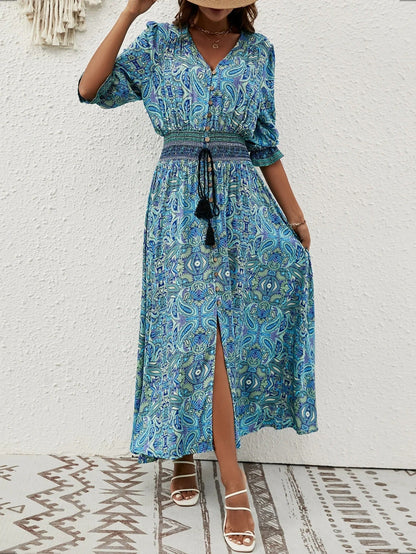 Liza - Printed dress with V-neckline