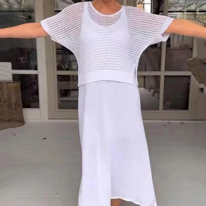 Cordelia - Two-piece suspender dress and hollow blouse