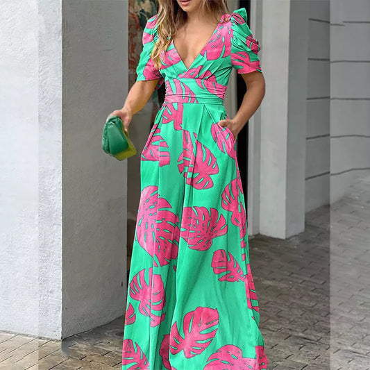 Adelina - Printed V-neck jumpsuit