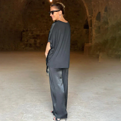 Eleanor - Two Piece Satin Set with V-Neckline