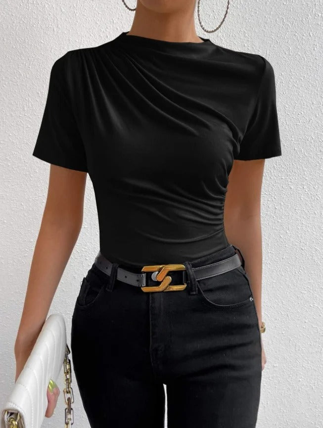 Margaret - Short Sleeve Pleated Top