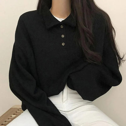 Emma - Winter sweater with ribbed turn-down collar