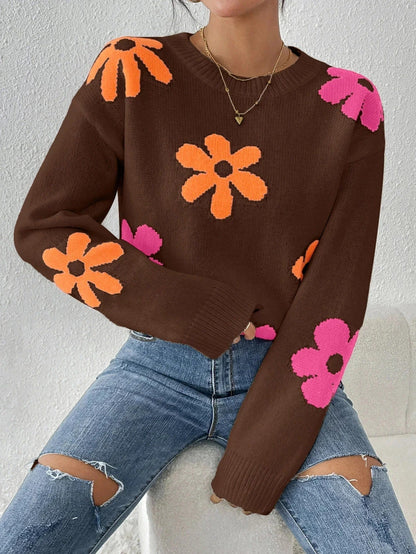 Florie - Pull en maille à imprimé fleuri