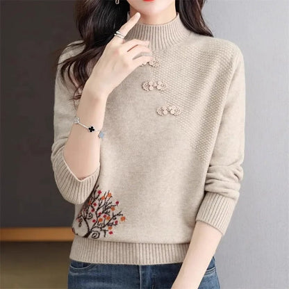Evie - Basic knitted sweater with high collar