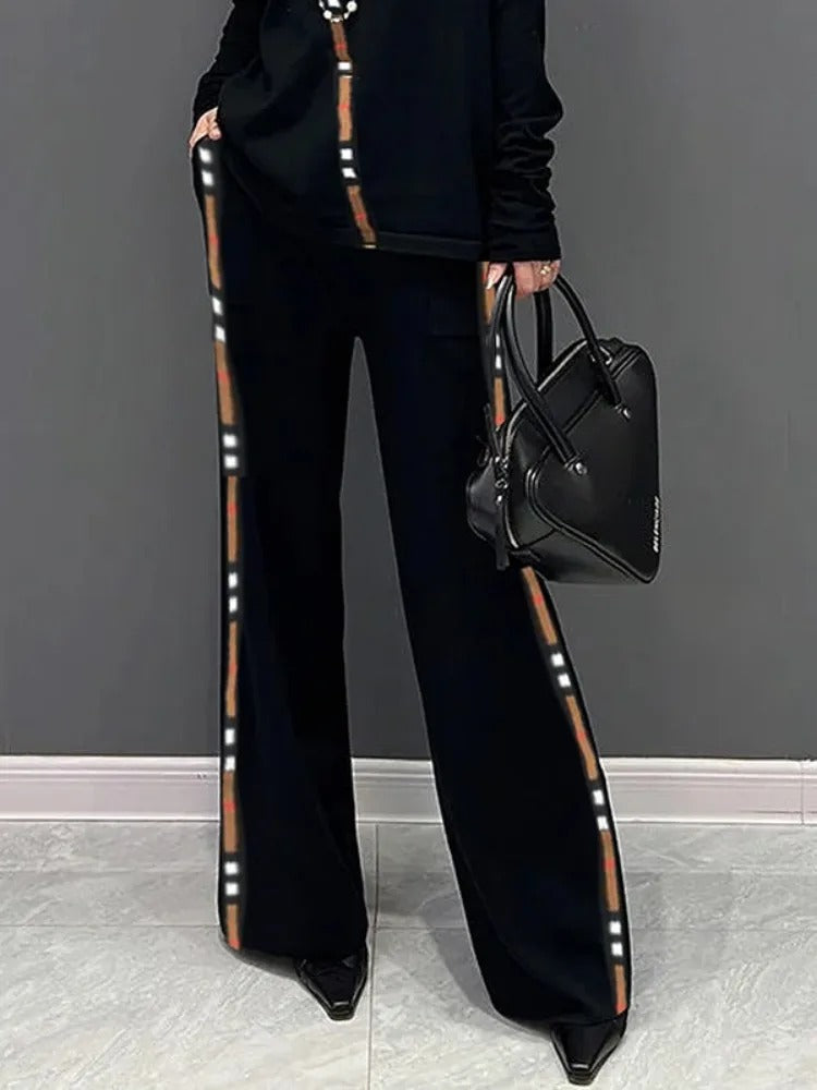 Eleanor - Wide-waisted trousers with elastic stripes