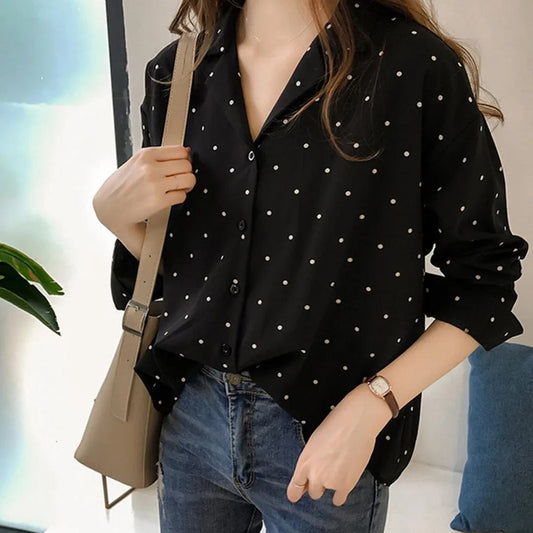 Daphne - Long sleeve blouse with dots