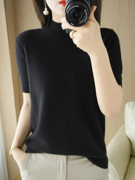 Margaret - Basic Knitted Short Sleeve Sweater