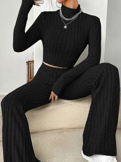Mabel - Tweedelige set met gebreide top met lange mouwen en broek