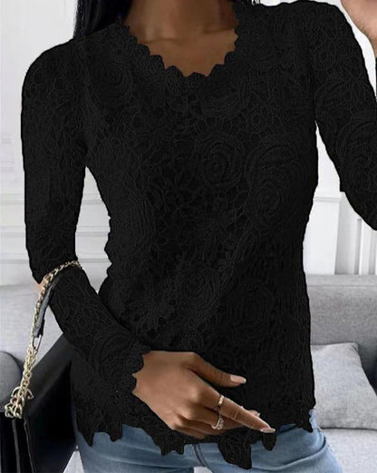 Hulda - Elegante top met lange mouwen en kant