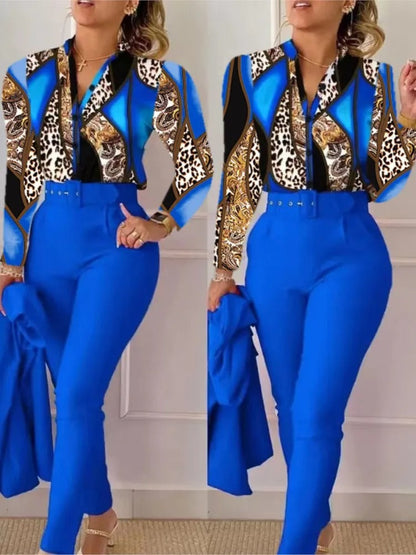 Edith - Damesset met lange mouwen en broek met V-hals