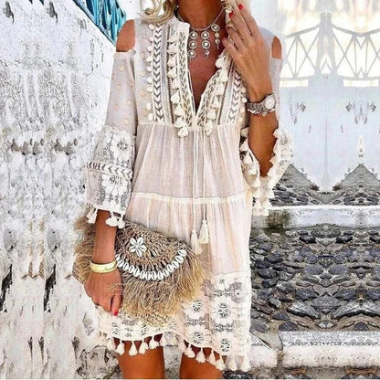 Adelaide - Boho Lace Mini Dress