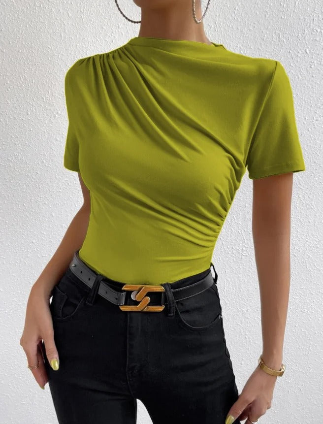 Margaret - Short Sleeve Pleated Top