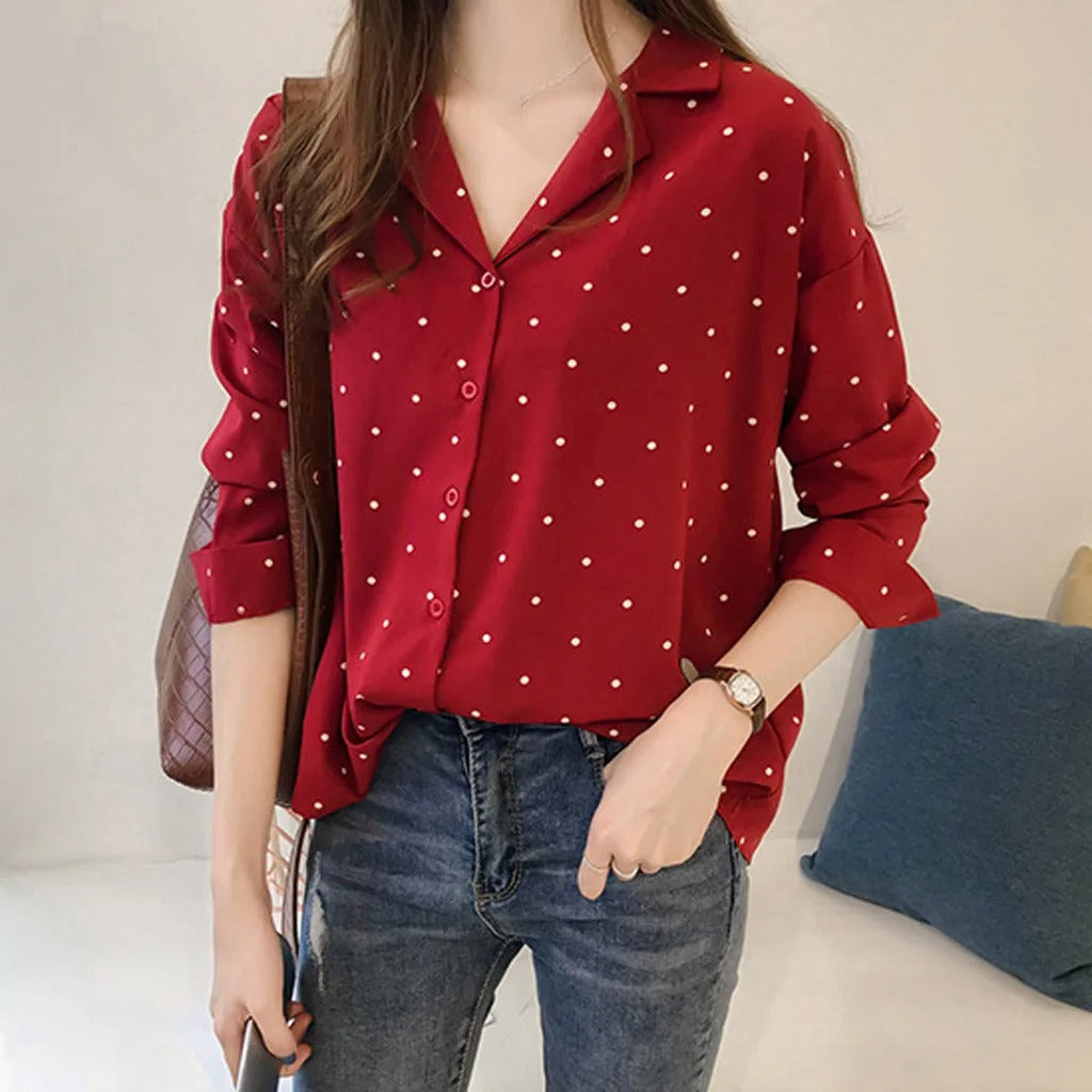 Daphne - Long sleeve blouse with dots