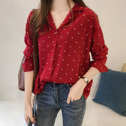 Daphne - Long sleeve blouse with dots