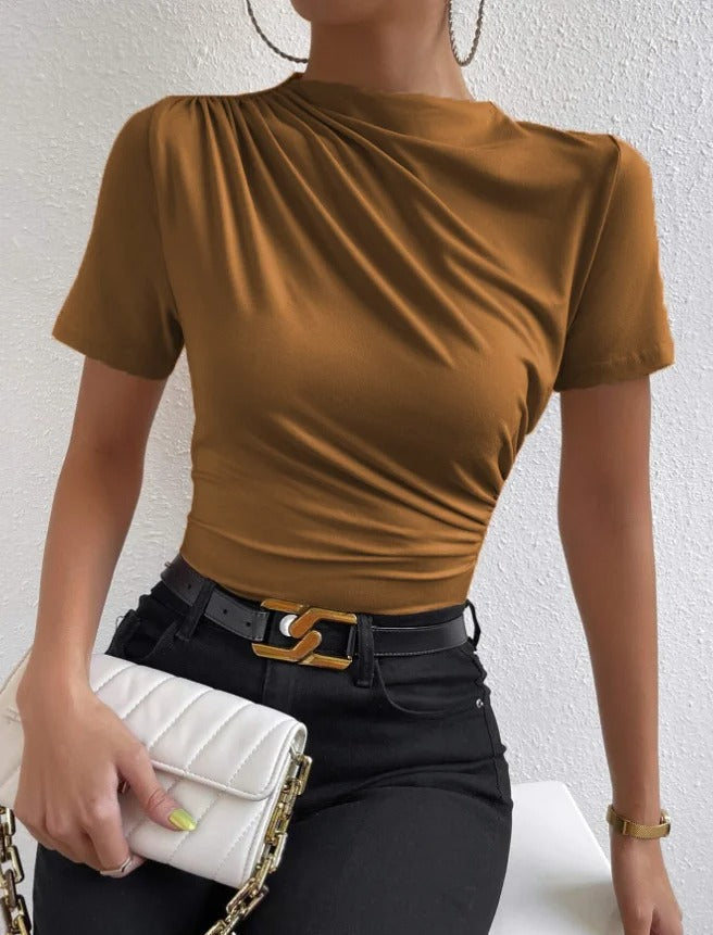 Margaret - Short Sleeve Pleated Top