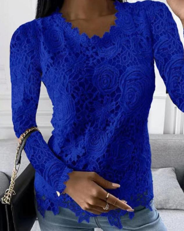 Hulda - Elegante top met lange mouwen en kant