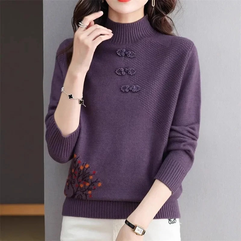 Evie - Basic knitted sweater with high collar