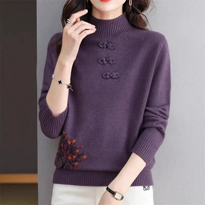 Evie - Basic knitted sweater with high collar