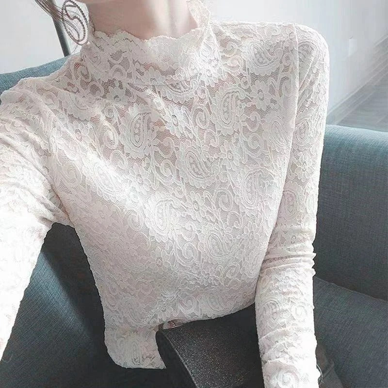 Eliza - Hoge kanten top met lange mouwen