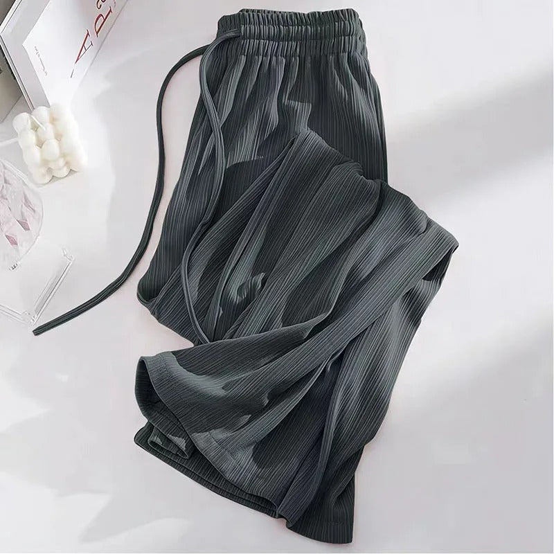 Narcissa - Wide high waisted ice silk trousers