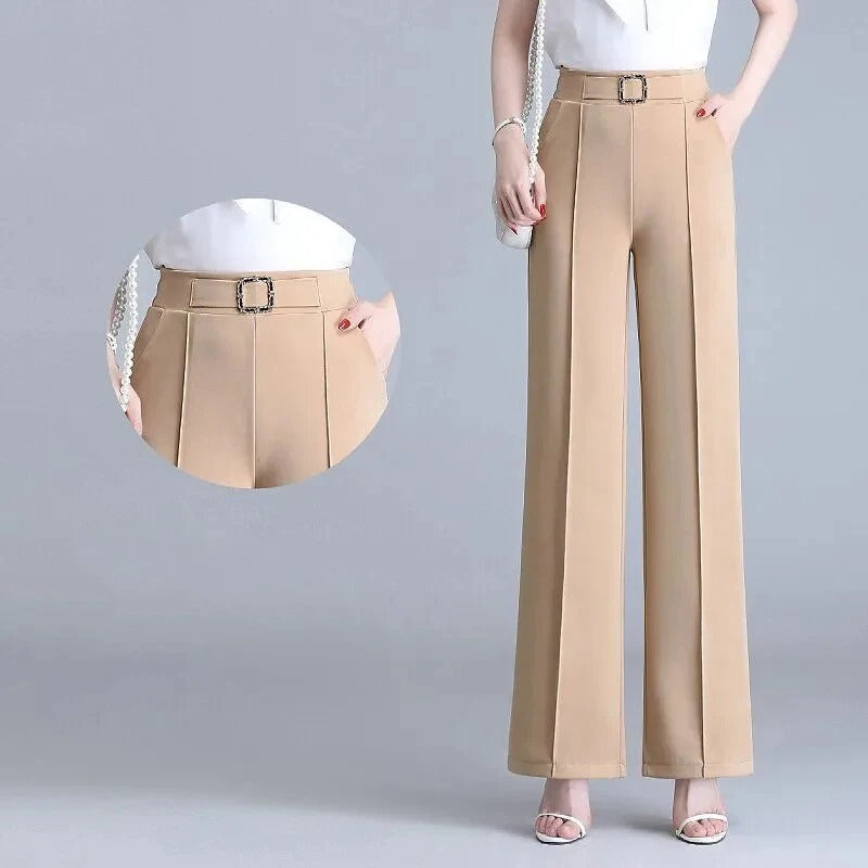 Géorgie - Pantalon large taille haute en soie glacée