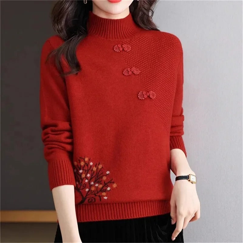 Evie - Basic knitted sweater with high collar