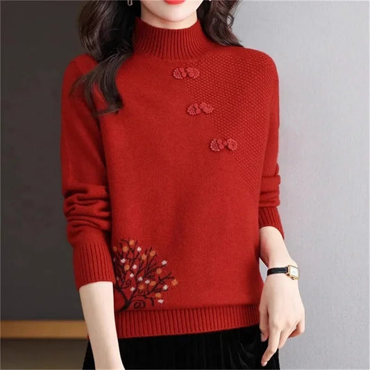Evie - Basic knitted sweater with high collar