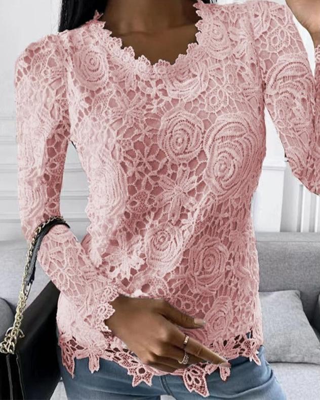 Hulda - Elegante top met lange mouwen en kant