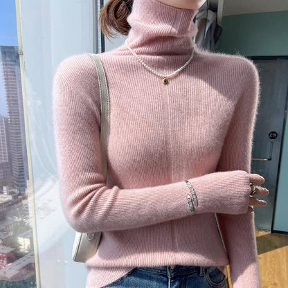 Sylvia - Slim fashionable wool sweater with high collar