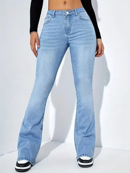 Rosie - Uitlopende denim broek met hoge taille