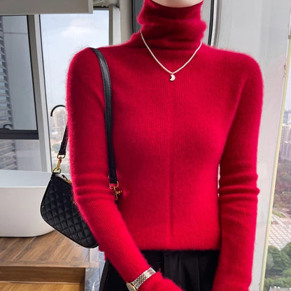 Sylvia - Slim fashionable wool sweater with high collar