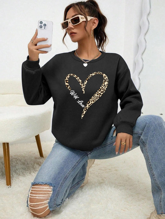 Delilah - Leopard and Wild Heart Print Sweatshirt