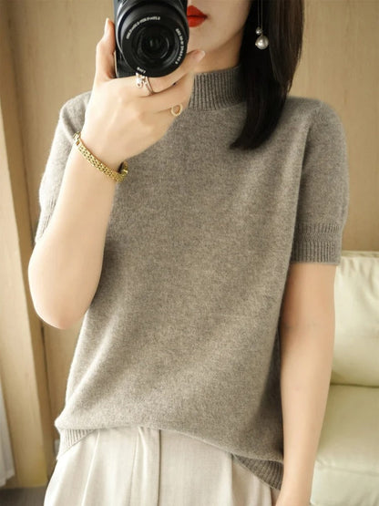 Margaret - Basis gebreide trui met korte mouwen