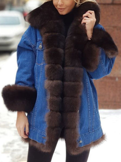 Eudora - Faux fur denim jacket
