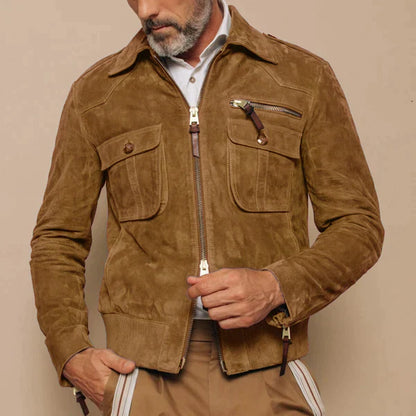 John - Veste à revers rétro pour homme en daim