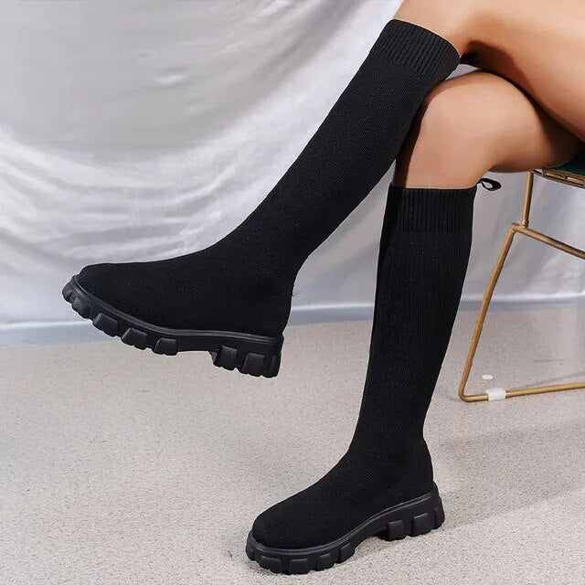 Over De Knie Laarzen Wiggen Vrouwen Mode Lace-Up H... - Vicedeal Over De Knie Laarzen Wiggen Vrouwen Mode Lace-Up H... - Vicedeal