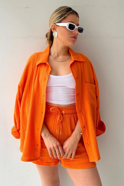 Jelaa - Lange mouwen Shirt Short Set