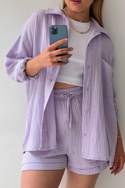 Jelaa - Lange mouwen Shirt Short Set