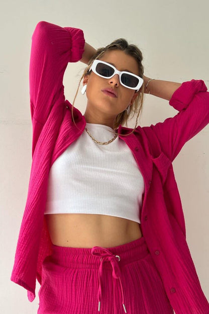 Jelaa - Lange mouwen Shirt Short Set