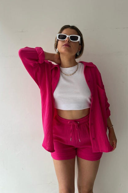 Jelaa - Lange mouwen Shirt Short Set