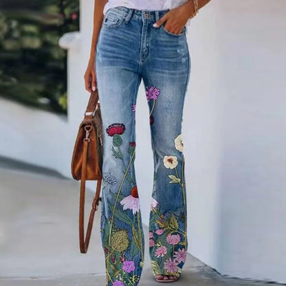 Ada - Jeans with floral pattern