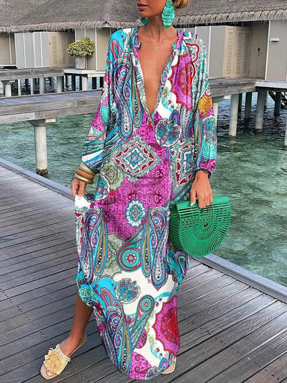 Georgette - Bohemian Long Sleeve Maxi Dress
