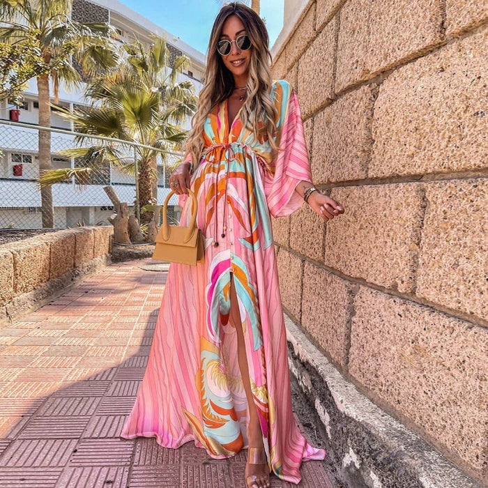 L-Peach Lange etnisch bedrukte dameszomerjurk, strandjurk kimono maxi kaftan lange jurk, Zwart Gouden Borduurwerk, Eén maat L-Peach Lange etnisch bedrukte dameszomerjurk, strandjurk kimono maxi kaftan lange jurk, Zwart Gouden Borduurwerk, Eén maat