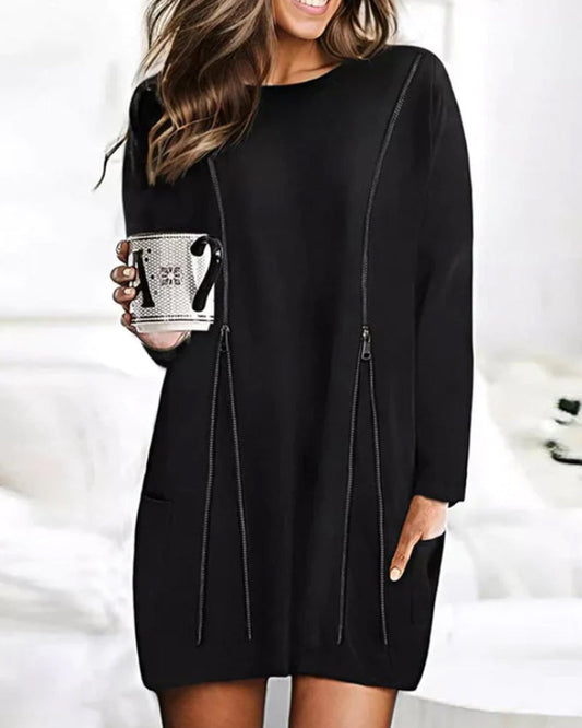 Agnes - Plain dress with zipper