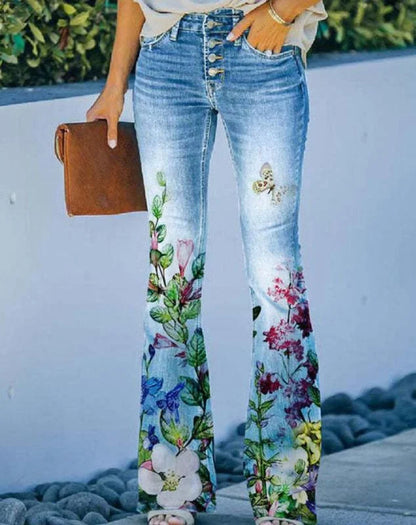 Ada - Jeans with floral pattern