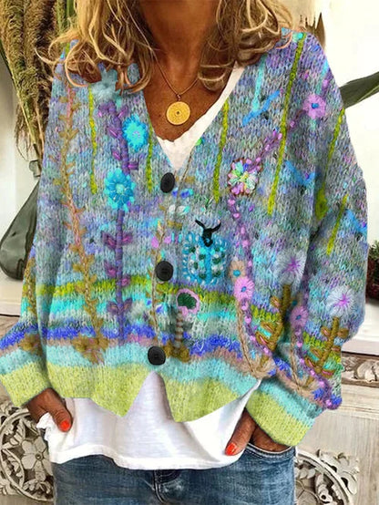 Fay - Retro damesvest van bedrukte imitatiewol